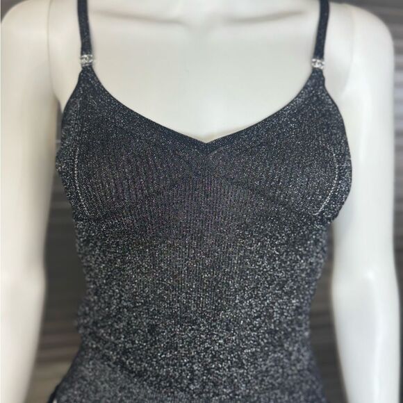 Chanel 22B Shimmering Black Tank Crop Camisole Top 40 - Picture 3 of 16